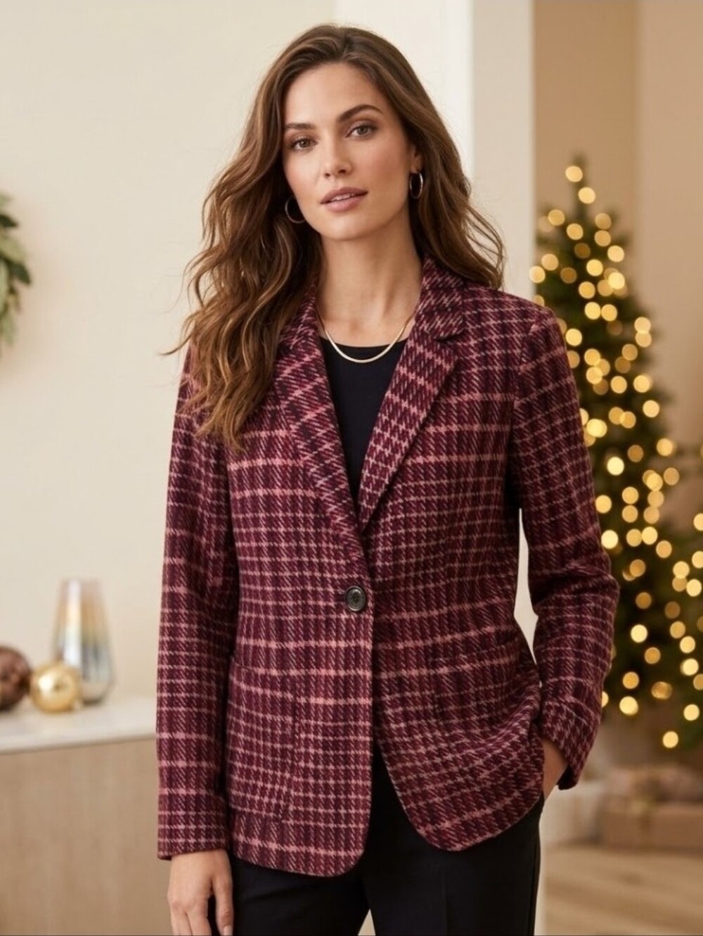 Russell Kemp Houndstooth One Button Lapel Jacket